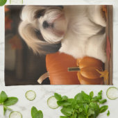 ラサアプソパピーオータムデライトカボチャ キッチンタオル (折り畳み)