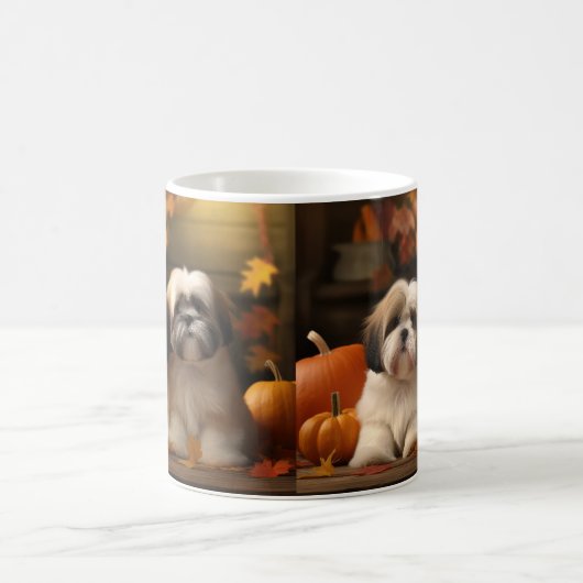 ラサアプソパピーオータムデライトカボチャ コーヒーマグカップ (中央)