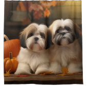 ラサアプソパピーオータムデライトカボチャ シャワーカーテン (正面)