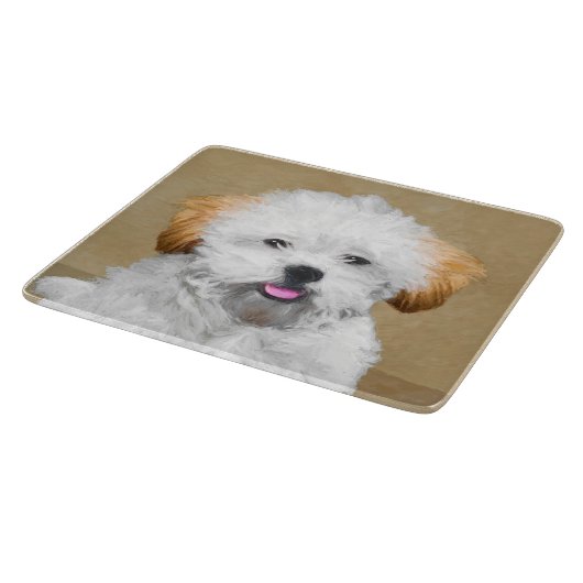 ラサアプソパピー絵画ズ – かわいいオリジナルドッグアート カッティングボード (角)