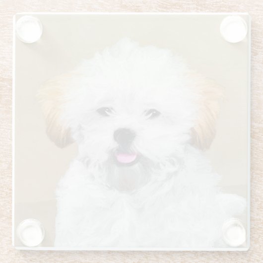 ラサアプソパピー絵画ズ – かわいいオリジナルドッグアート ガラスコースター (裏面)