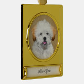 ラサアプソパピー絵画ズ – かわいいオリジナルドッグアート ゴールドプレートバナーオーナメント (右)