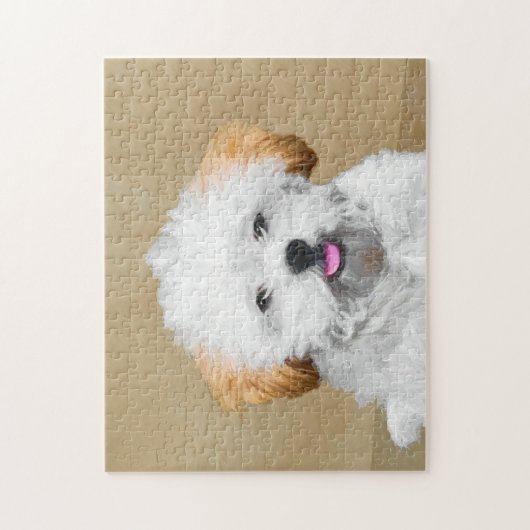 ラサアプソパピー絵画ズ – かわいいオリジナルドッグアート ジグソーパズル (縦)