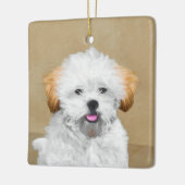 ラサアプソパピー絵画ズ – かわいいオリジナルドッグアート セラミックオーナメント (左)