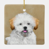 ラサアプソパピー絵画ズ – かわいいオリジナルドッグアート セラミックオーナメント (裏面)