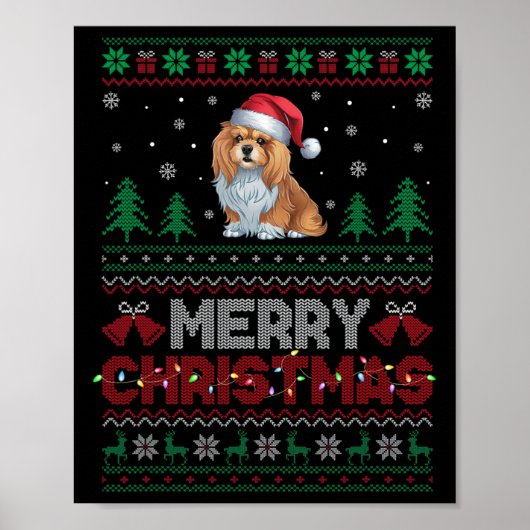 ラサアプソ愛犬家サンタハットクリスマスツリーリグ ポスター (正面)