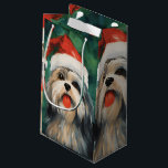 ラサ・アッソ・クリスマスブラシ絵画のアートワーク スモールペーパーバッグ<br><div class="desc">ラサカラフルアのアッポがサンタハットを着て楽しいクリスマスデザイン。</div>