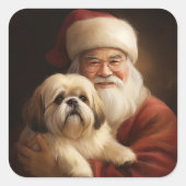 ラサ・アプソとサンタクロースのクリスマス スクエアシール (正面)