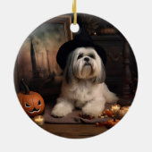 ラサ・アプソのかぼちゃ ハロウィーンのおばけ セラミックオーナメント (裏面)