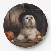 ラサ・アプソのかぼちゃ ハロウィーンのおばけ ペーパープレート (正面)