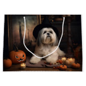 ラサ・アプソのかぼちゃ ハロウィーンのおばけ ラージペーパーバッグ (正面)