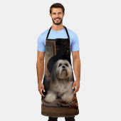 ラサ・アプソのかぼちゃ ハロウィーン スケアリー エプロン (着用した状態)
