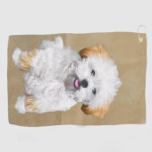 ラサ・アプソの子犬の絵 - かわいいオリジナルドッグアート ゴルフタオル (横)