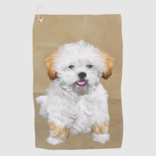 ラサ・アプソの子犬の絵 - かわいいオリジナルドッグアート ゴルフタオル