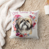 ラサ・アプソの愛犬ママのためのフローラルデザイン クッション (ブランケット)