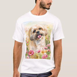 ラサ・アプソの水彩画メンズTシャツ Tシャツ