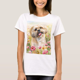 ラサ・アプソの水彩画レディースTシャツ Tシャツ