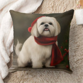 ラサ・アプソの犬と雪のクリスマス クッション (ブランケット)