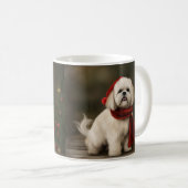 ラサ・アプソの犬と雪のクリスマス コーヒーマグカップ (正面右)