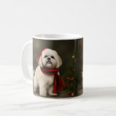 ラサ・アプソの犬と雪のクリスマス コーヒーマグカップ (正面左)