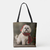 ラサ・アプソの犬のクリスマス・スノー トートバッグ (裏面)