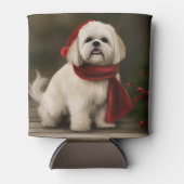 ラサ・アプソの犬の雪のクリスマス 缶クーラー (正面)