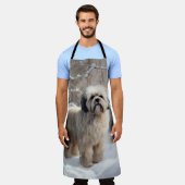 ラサ・アプソ雪のクリスマスを許可 エプロン (着用した状態)