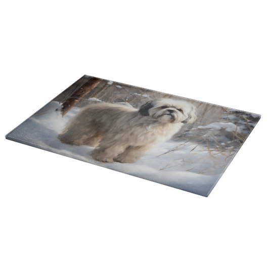 ラサ・アプソ雪のクリスマスを許可 カッティングボード (角)