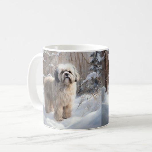 ラサ・アプソ雪のクリスマスを許可 コーヒーマグカップ (正面左)