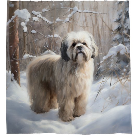 ラサ・アプソ雪のクリスマスを許可 シャワーカーテン (正面)
