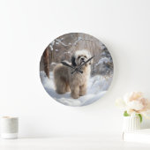 ラサ・アプソ雪のクリスマスを許可 ラージ壁時計 (ホーム)