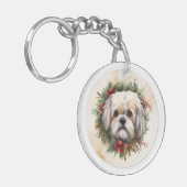 ラサ・アプソ クリスマスリース クリスマスの愛犬 キーホルダー (正面左)