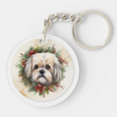 ラサ・アプソ クリスマスリース クリスマスの愛犬 キーホルダー (裏面)