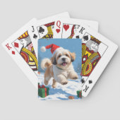 ラサ・アポ走スのクリスマス帽子と雪の トランプ (裏面)