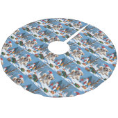 ラサ・アポ走スのクリスマス帽子と雪の ブラッシュドポリエステルツリースカート (アングル)