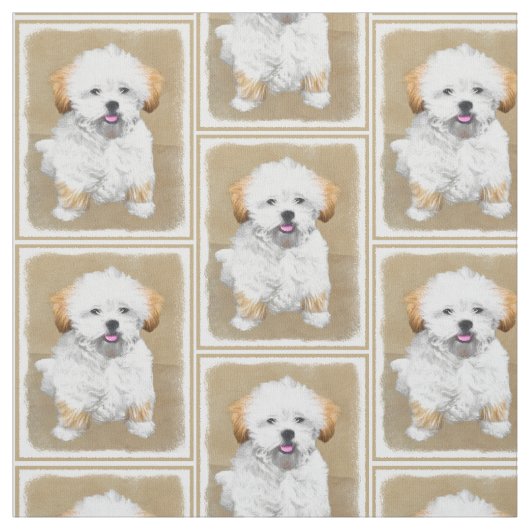 ラサApsoの子犬の絵画-かわいい元の犬の芸術 ファブリック (見本)