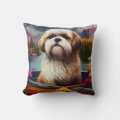 ラサApso上のパドル：風光明媚な冒険 クッション (正面)