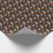 ラサApso犬とクリスマスプレゼント暖炉 ラッピングペーパー (角)