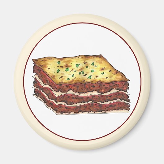 ラザグナラザグナイタリアンアメリカ料理食品 マグネット (正面)