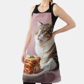 ラザニアとワイングラスがかわいいグレー猫 エプロン (インサイチュ)