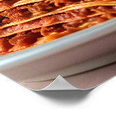 ラザニアとワイングラスがかわいいグレー猫 ポスター (角)