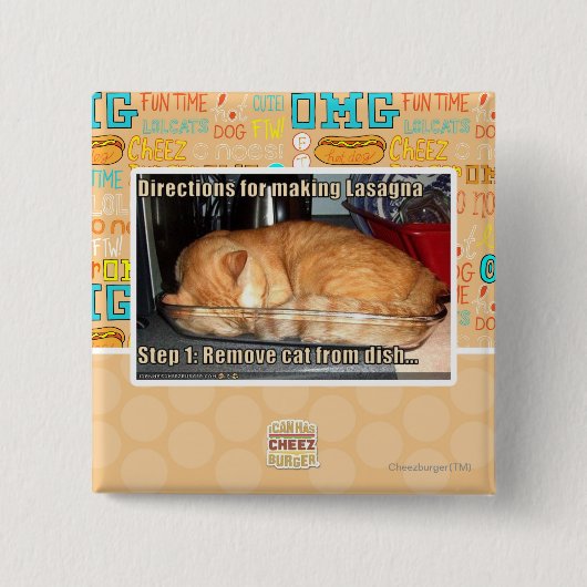 ラザニアの作成 缶バッジ (正面)