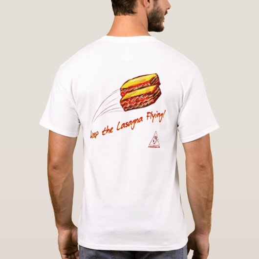 ラザニアの飛んでいるな人のTシャツを保って下さい Tシャツ (裏面)