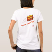 ラザニアの飛んでいるな女性のTシャツを保って下さい Tシャツ (裏面)
