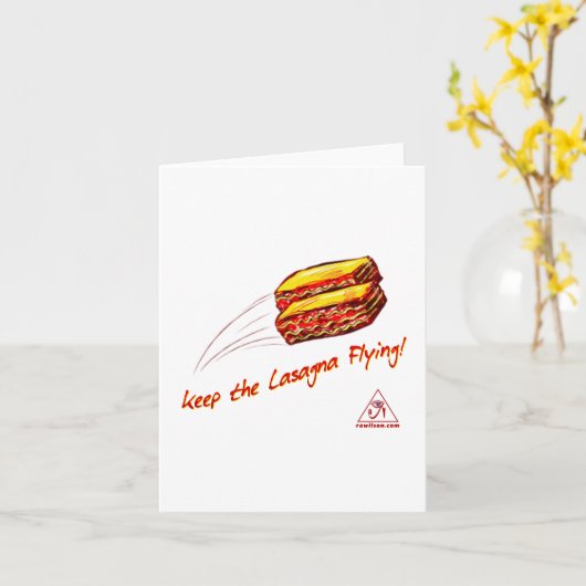 ラザニアの飛んでいるな挨拶状を保って下さい カード (黄色い花)