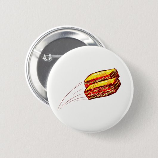 ラザニアをボタンのあたりで飛ぶことを保存して下さい 缶バッジ (正面&裏面)