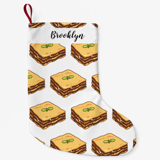 ラザニア漫画イラストレーション スモールクリスマスストッキング (正面)