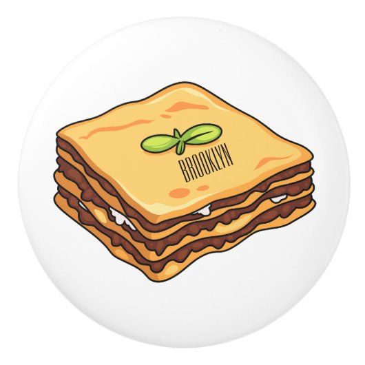 ラザニア漫画イラストレーション セラミックノブ (正面)