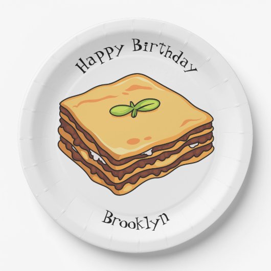 ラザニア漫画イラストレーション ペーパープレート (正面)