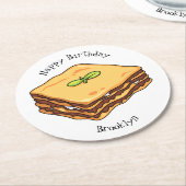 ラザニア漫画イラストレーション ラウンドペーパーコースター (アングル)